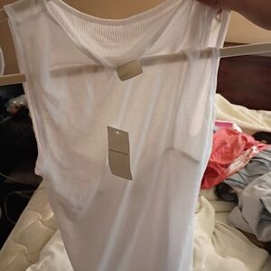 White Ribbed Sleeveless Top NWT